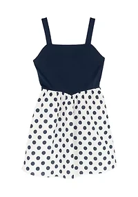 Girls 7-16 Knit Ponte Polka Dot Dress