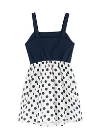 Girls 7-16 Knit Ponte Polka Dot Dress