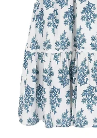 Girls 7-16 Block Print Smocked Dress