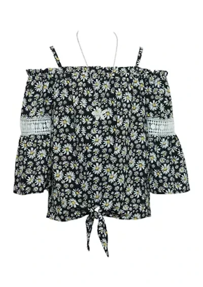 Girls 7-16 Floral Off the Shoulder Peasant Top with Necklace