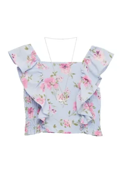 Girls 7-16 Printed Woven Top