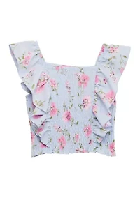 Girls 7-16 Printed Woven Top