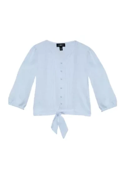 Girls 7-16 Long Sleeve Lace Trim Top