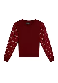 Girls 7-16 Lace Sleeve Sweater