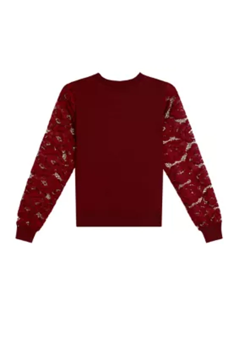 Girls 7-16 Lace Sleeve Sweater