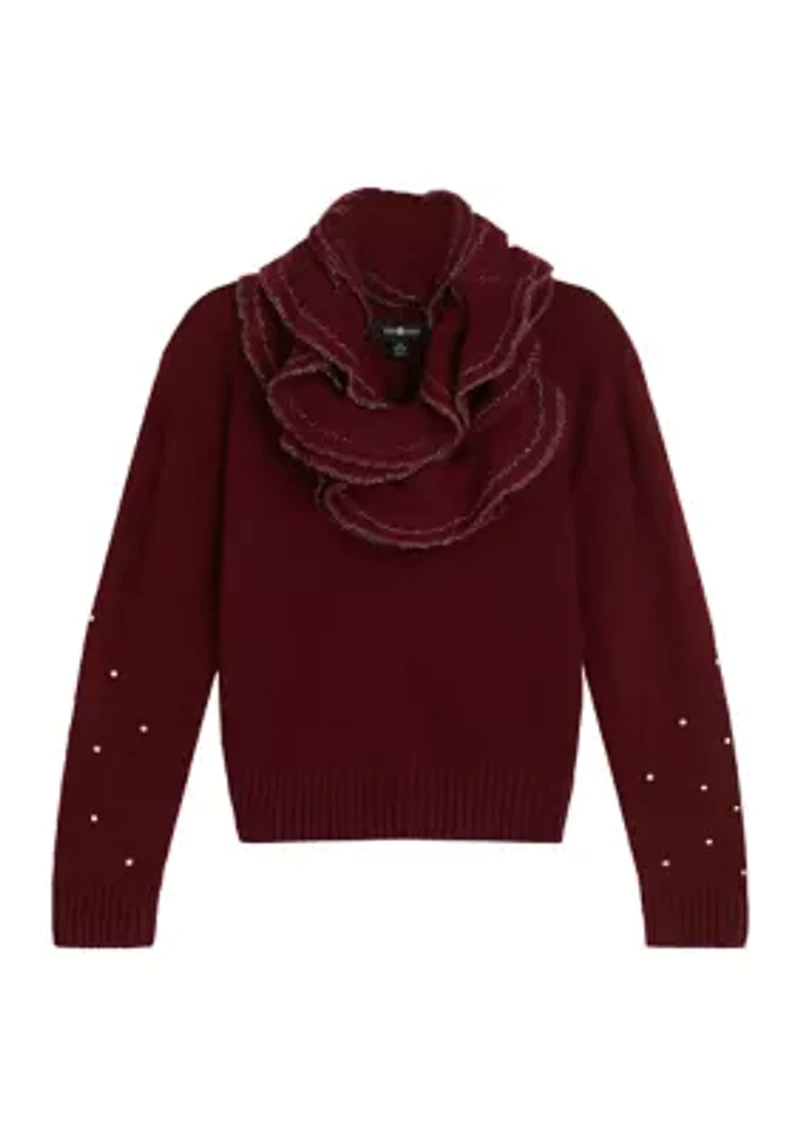 Girls 7-16 Pearl Trim Sweater