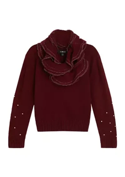 Girls 7-16 Pearl Trim Sweater