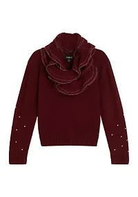 Girls 7-16 Pearl Trim Sweater