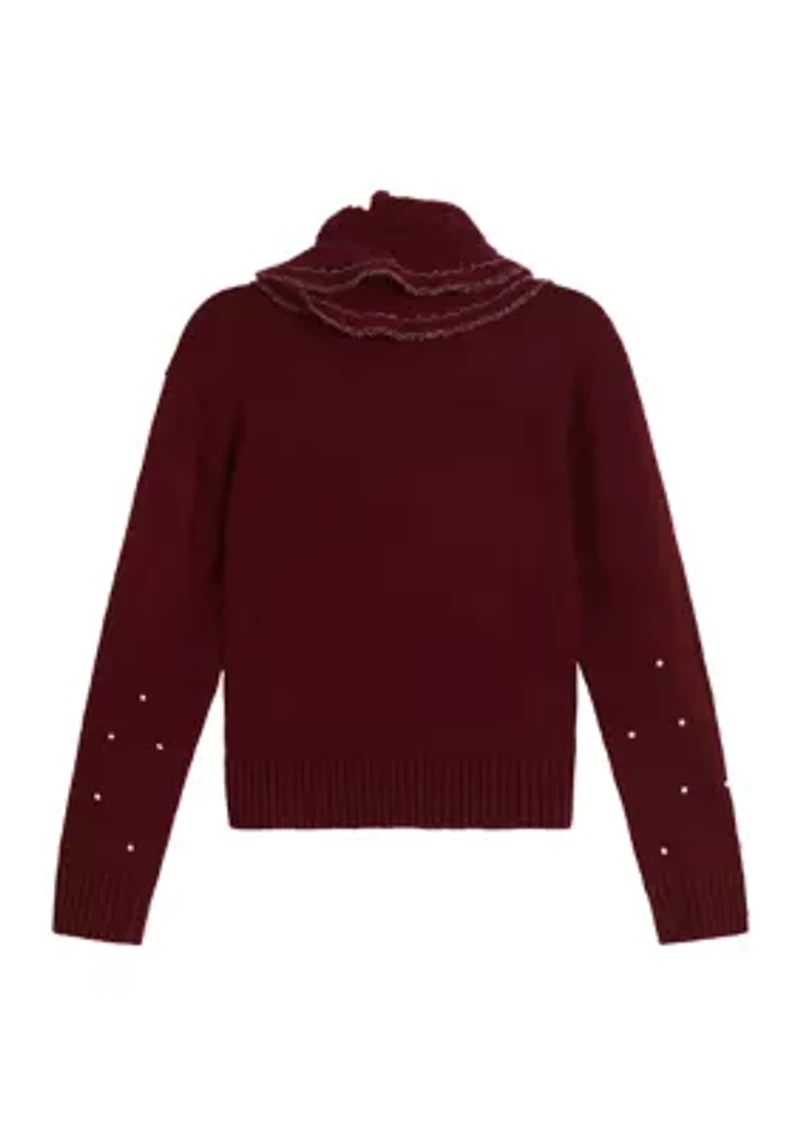 Girls 7-16 Pearl Trim Sweater