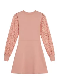 Girls 7-16 Lace Sleeve Sweater Dress