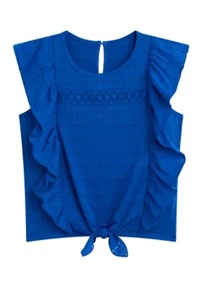 Girls 7-16 Ruffle Tie Front Top
