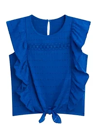 Girls 7-16 Ruffle Tie Front Top