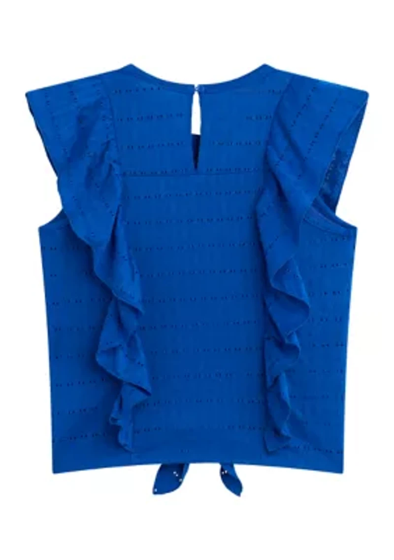 Girls 7-16 Ruffle Tie Front Top
