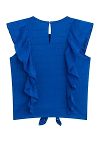 Girls 7-16 Ruffle Tie Front Top
