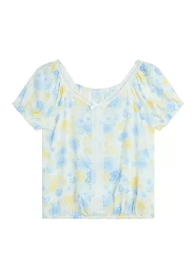 Girls 7-16 Banded Bottom Print Top