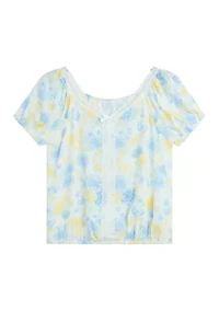 Girls 7-16 Banded Bottom Print Top