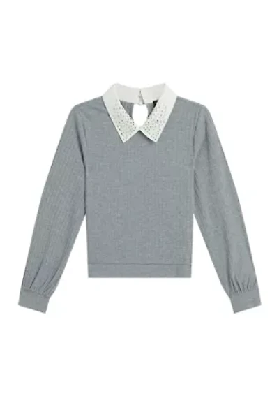 Girls 7-16 Jeweled Collar Top