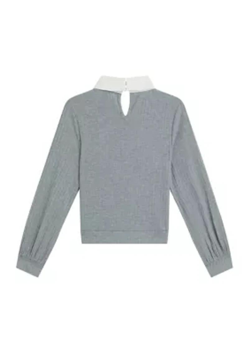 Girls 7-16 Jeweled Collar Top