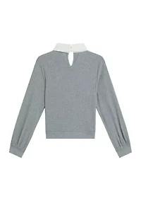 Girls 7-16 Jeweled Collar Top