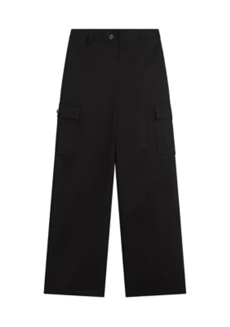 Girls 7-16 Black Cargo Wide Leg Pants