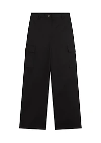 Girls 7-16 Black Cargo Wide Leg Pants