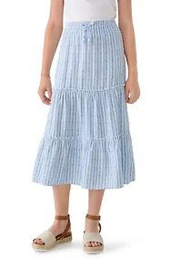 Girls 7-16 Striped Tiered Maxi Skirt