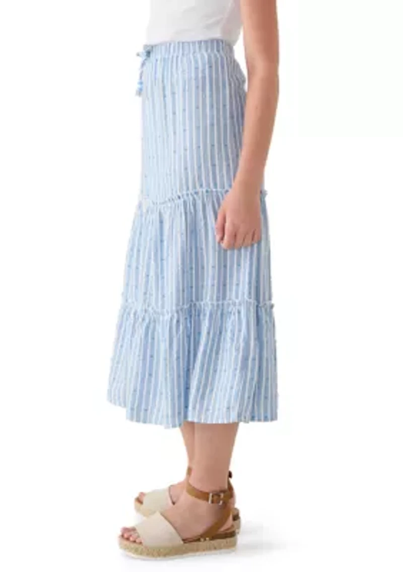 Girls 7-16 Striped Tiered Maxi Skirt