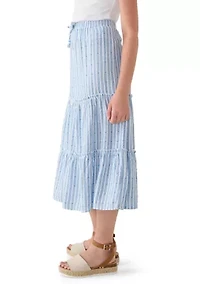 Girls 7-16 Striped Tiered Maxi Skirt