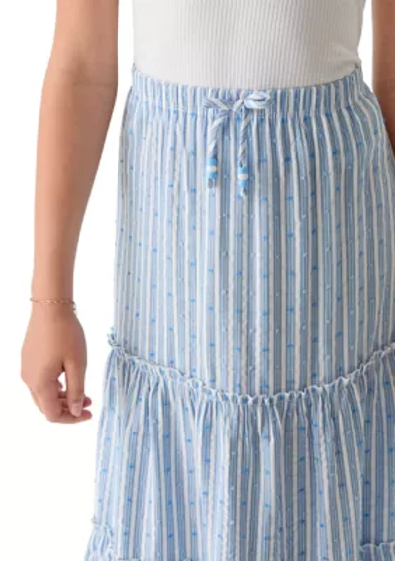 Girls 7-16 Striped Tiered Maxi Skirt