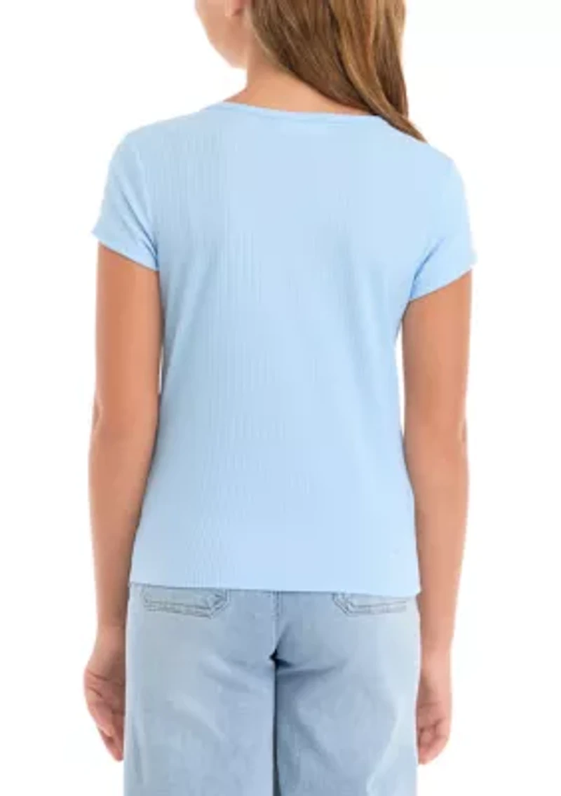 Girls 7-16 Short Sleeve Drawstring Hem Spread Kindness Butterfly Shirt