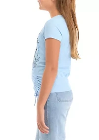 Girls 7-16 Short Sleeve Drawstring Hem Spread Kindness Butterfly Shirt