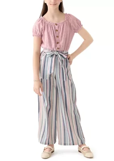 Girls 7-16 Striped Jumpsuit