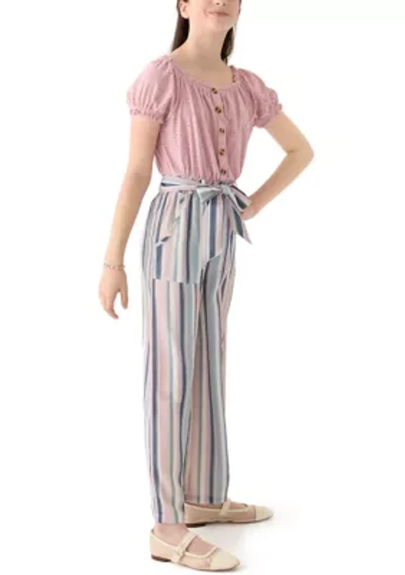 Girls 7-16 Striped Jumpsuit