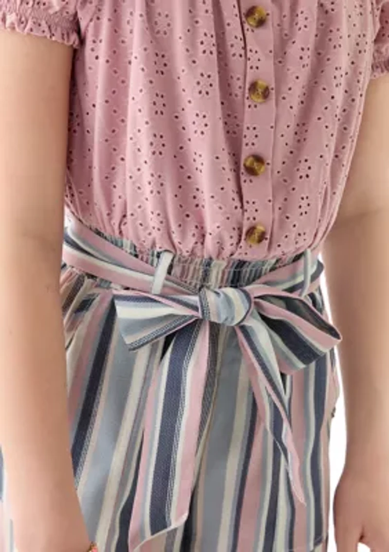 Girls 7-16 Striped Jumpsuit