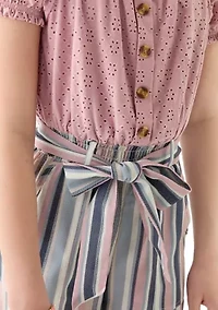 Girls 7-16 Striped Jumpsuit