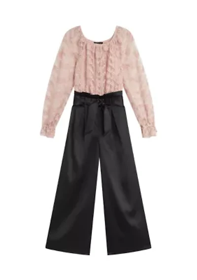 Girls 7-16 Lace Bodice and Paperbag Pants Jumpsuit