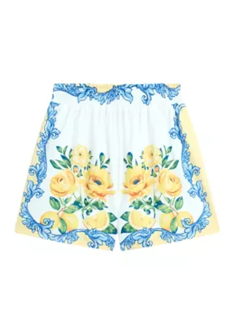 Girls 7-16 Lemon Print Shorts