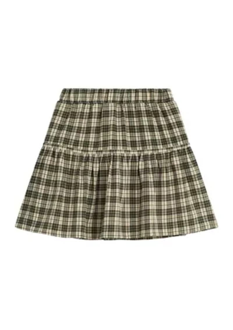 Girls 7-16 Double Knit Front Plaid Skirt
