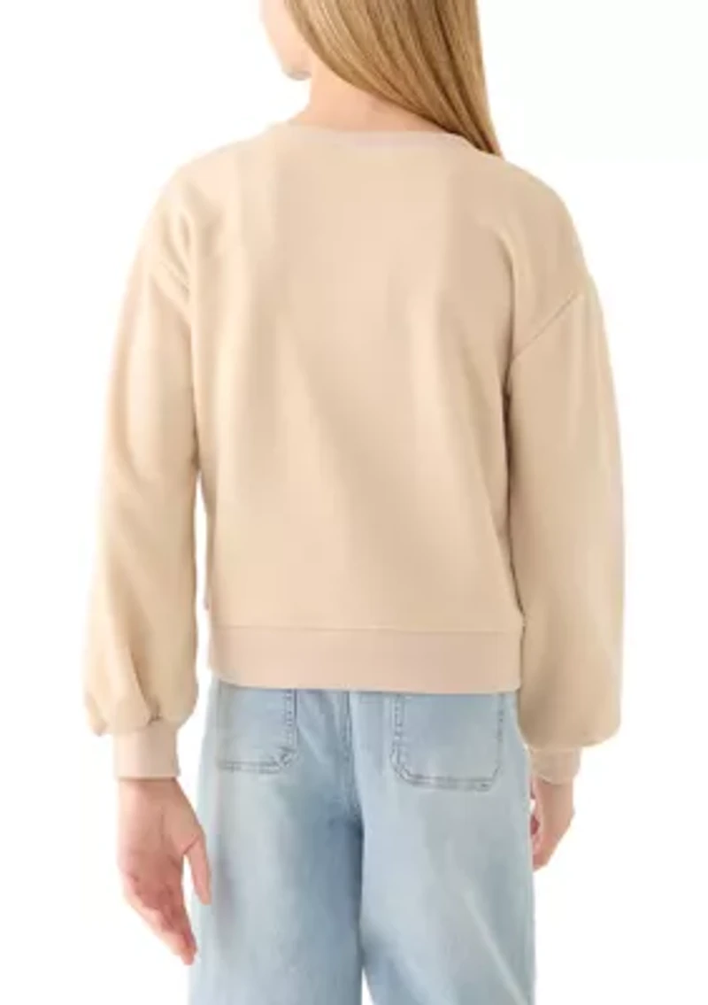 Girls 7-16 Sequin Oversized Bow Sweater