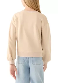 Girls 7-16 Sequin Oversized Bow Sweater