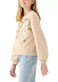 Girls 7-16 Sequin Oversized Bow Sweater
