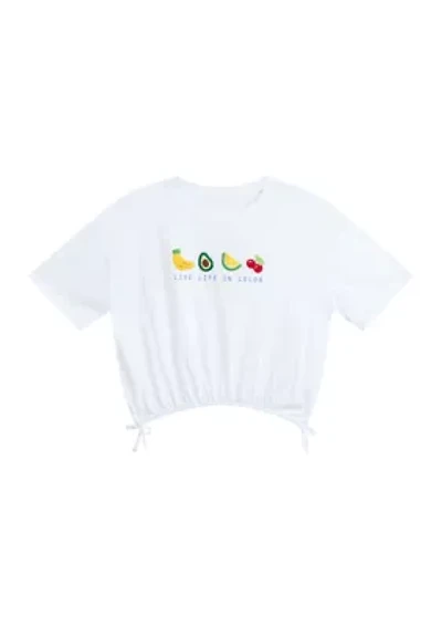 Girls 7-16 Fruit Print Side Bow Top