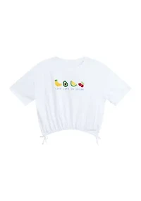 Girls 7-16 Fruit Print Side Bow Top