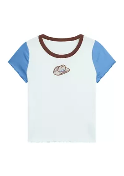 Girls 7-16 Cowboy Hat Ribbed Shirt