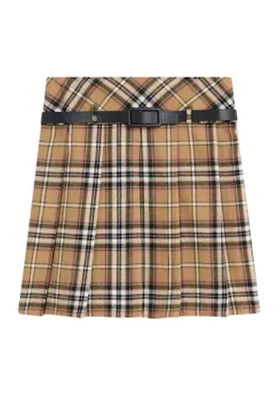 Girls 7-16 Plaid Printed Belted Skirt