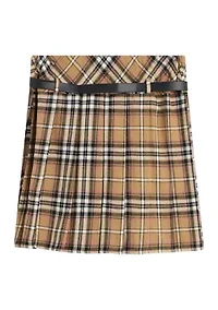 Girls 7-16 Plaid Printed Belted Skirt