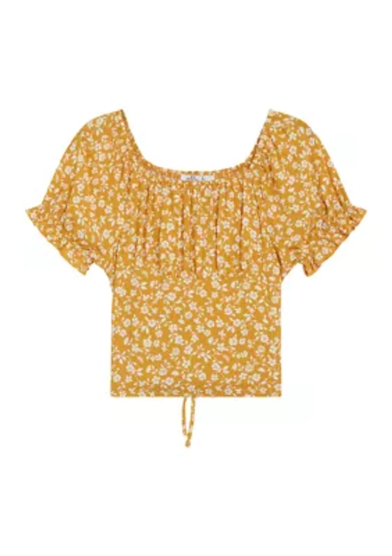 Girls 7-16 Floral Printed Woven Top
