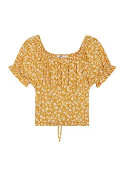 Girls 7-16 Floral Printed Woven Top