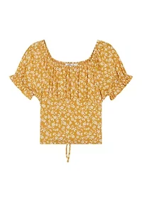 Girls 7-16 Floral Printed Woven Top