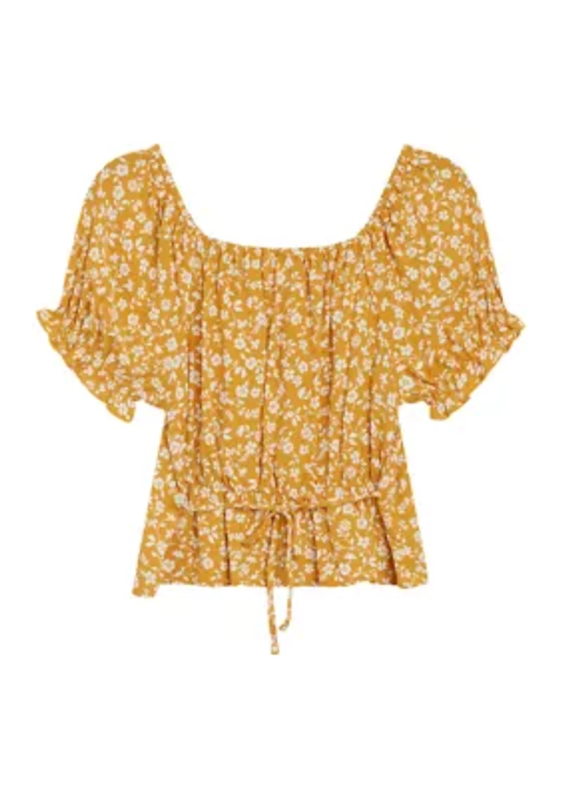 Girls 7-16 Floral Printed Woven Top